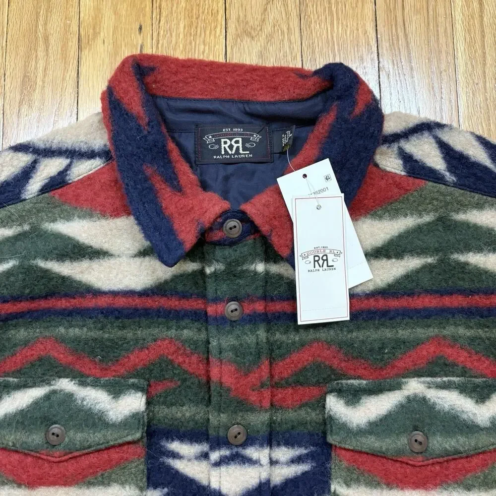 NWT Double RL RRL Ralph Lauren Wool Fleece Aztec Southwestern Shirt Jacket Sz M